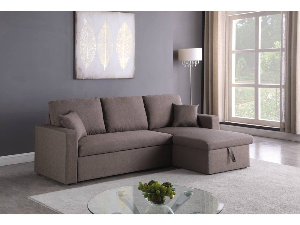 Canapé d'angle convertible/ réversible avec coffre "Alain" - 3 places - Taupe