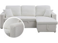 Canapé d'angle convertible/ réversible "Alain" - 221 x 145 x 85 cm - 3 places - Noir - Boucle Blanc