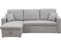 Canapé d'angle convertible/ réversible "Alain" - 221 x 145 x 85 cm - 3 places - Noir - Gris clair