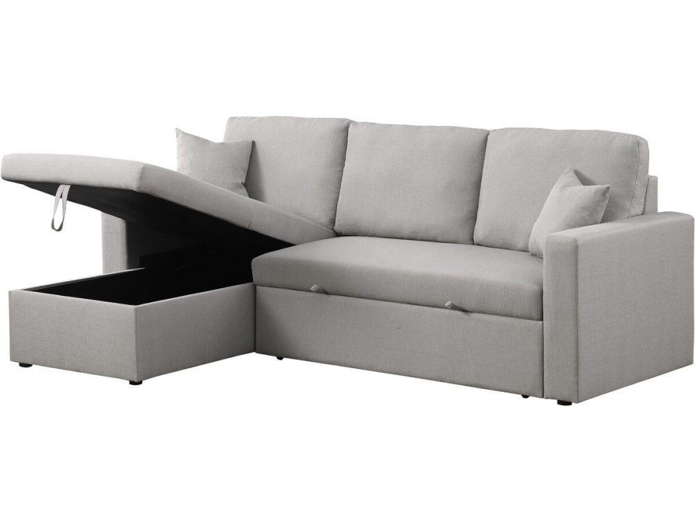 Canapé d'angle convertible/ réversible avec coffre "Alain" - 3 places - Gris clair