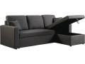 Canapé d'angle convertible/ réversible "Alain" - 221 x 145 x 85 cm - 3 places - Noir - Gris