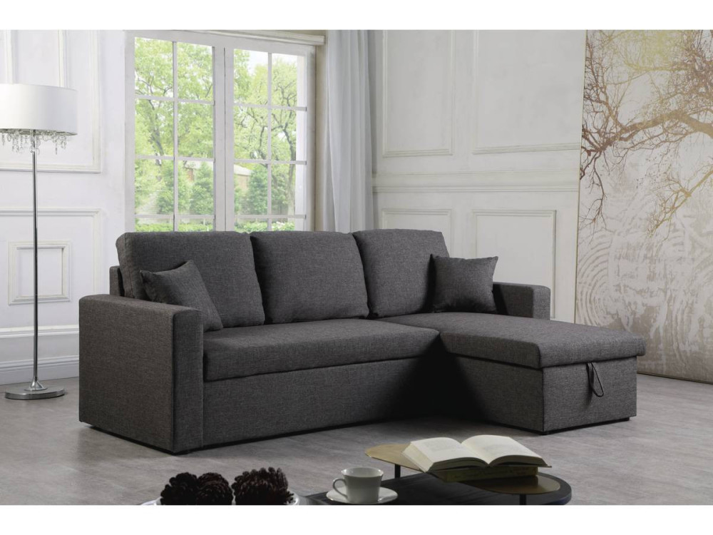 Canapé d'angle convertible/ réversible avec coffre "Alain" - 3 places - Gris