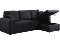 Canapé d'angle convertible/ réversible "Alain" - 221 x 145 x 85 cm - 3 places - Noir - Noir