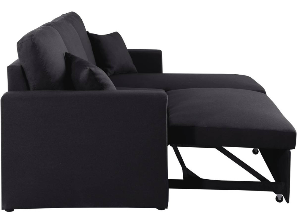 Canapé d'angle convertible/ réversible "Alain" - 221 x 145 x 85 cm - 3 places - Noir