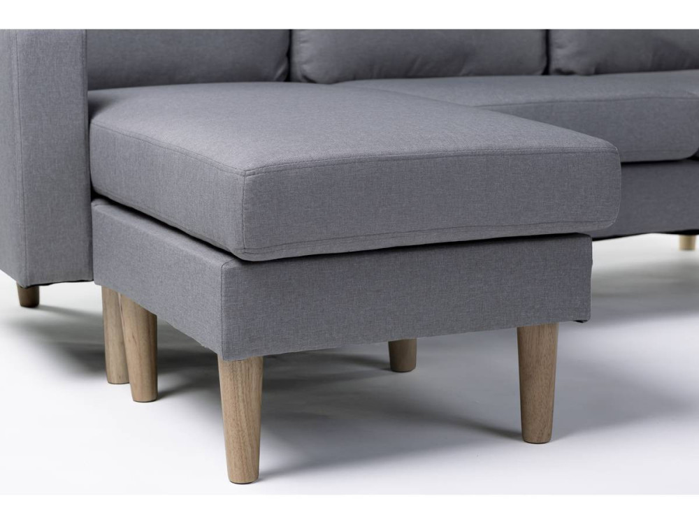 Canapé d'angle réversible en tissu "Gabby" -  3 places - Gris Clair