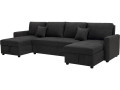 Canapé panoramique convertible avec coffres de rangement "Antoine" - 5 places - Gris foncé - Gris foncé