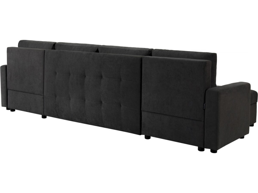 Canapé panoramique convertible avec coffres de rangement "Antoine" - 5 places - Gris foncé
