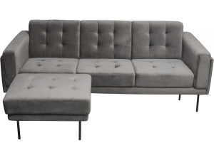 Canapé d'angle reversible en velours "Noé" - 3 places - Gris