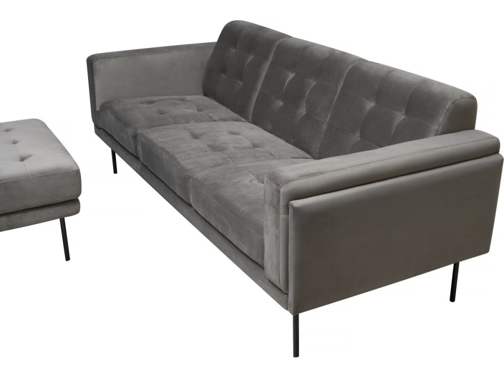 Canapé d'angle reversible en velours "Noé" - 3 places - Gris