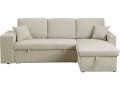 Canapé d'angle en velours côtelé convertible/réversible "Axel" - 3 places - Gris - Beige