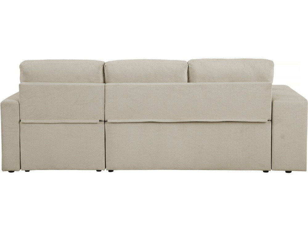 Canapé d'angle en velours côtelé convertible/réversible "Axel" - 3 places - Beige