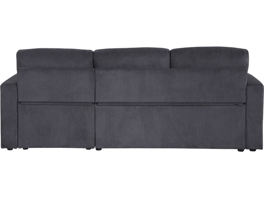 Canapé d'angle convertible en velours côtelé "Alain" - 3 places - Gris