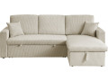 Canapé d'angle convertible en velours côtelé "Alain" - 3 places - Beige - Beige