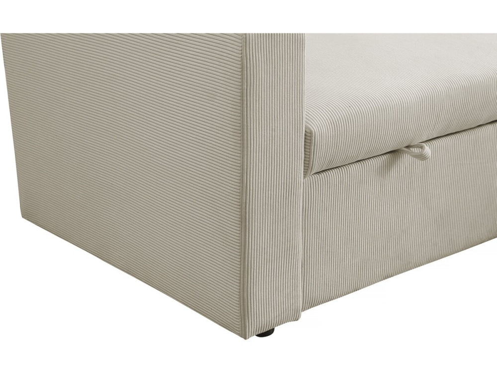 Canapé d'angle convertible en velours côtelé "Alain" - 3 places - Beige