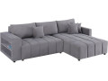 Canapé d'angle convertible tissu chenille 3 places - "Trocadero" - Gris - Gris