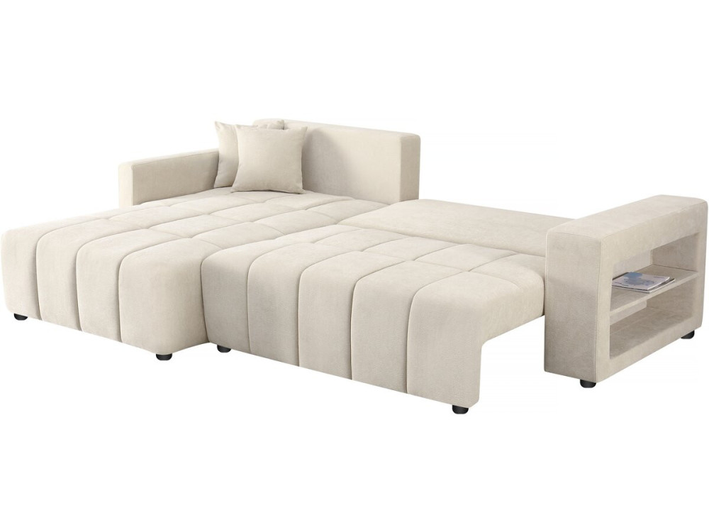 Canapé d'angle convertible tissu chenille 3 places - "Trocadero" - Beige