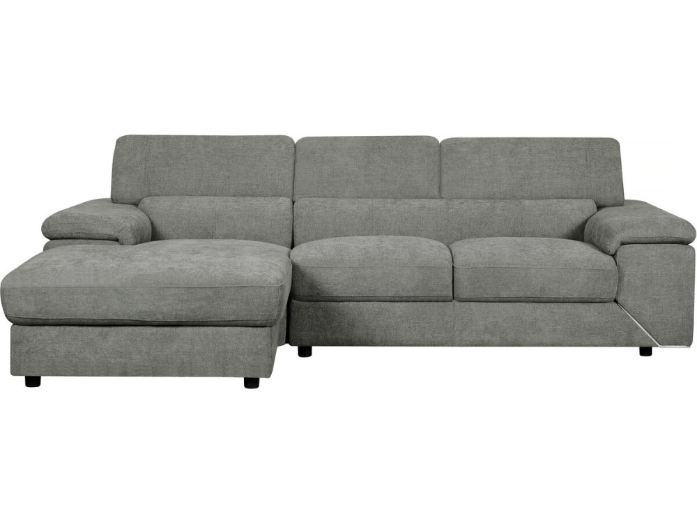 Canapé d'angle en tissu chenille "London" - 4 places - Gris