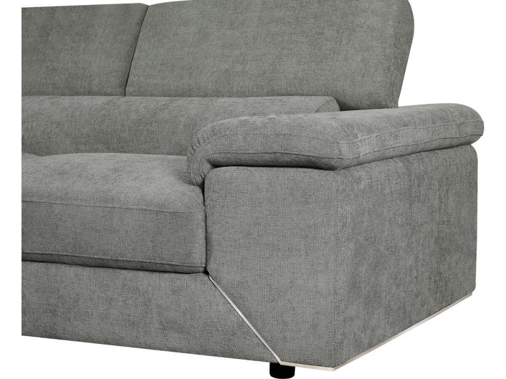 Canapé d'angle en tissu chenille "London" - 4 places - Gris