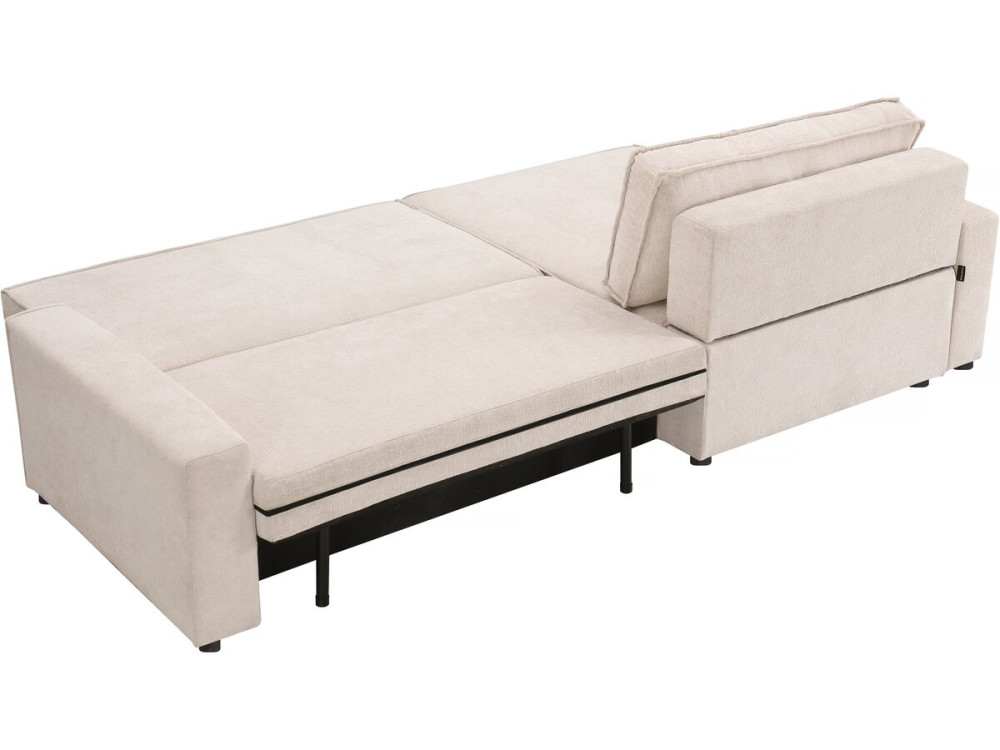 Canapé d'angle convertible en tissu texturé "Montaigne" - 4 places - Beige