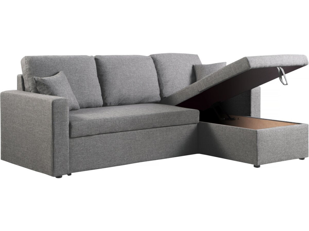 Canapé d'angle convertible/ réversible avec coffre "Alain II" - 3 places - Gris clair