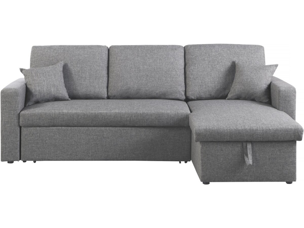 Canapé d'angle convertible/ réversible avec coffre "Alain II" - 3 places - Gris clair