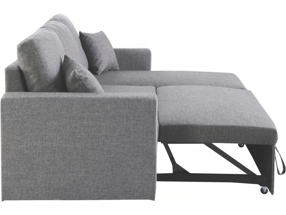 Canapé d'angle convertible/ réversible avec coffre "Alain II" - 3 places - Gris clair