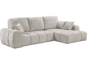 Canapé d'angle droit convertible en tissu chenille "Verneuil" - 3 places - Beige