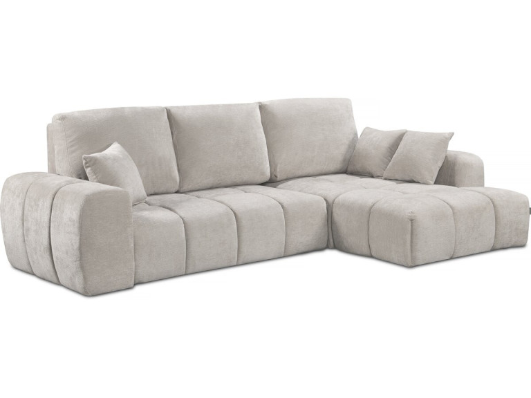 Canapé d'angle droit convertible en tissu chenille "Verneuil" - 3 places - Beige