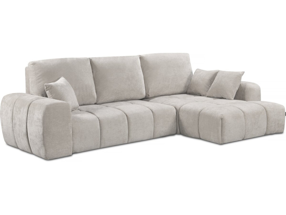 Canapé d'angle droit convertible en tissu chenille "Verneuil" - 3 places - Beige