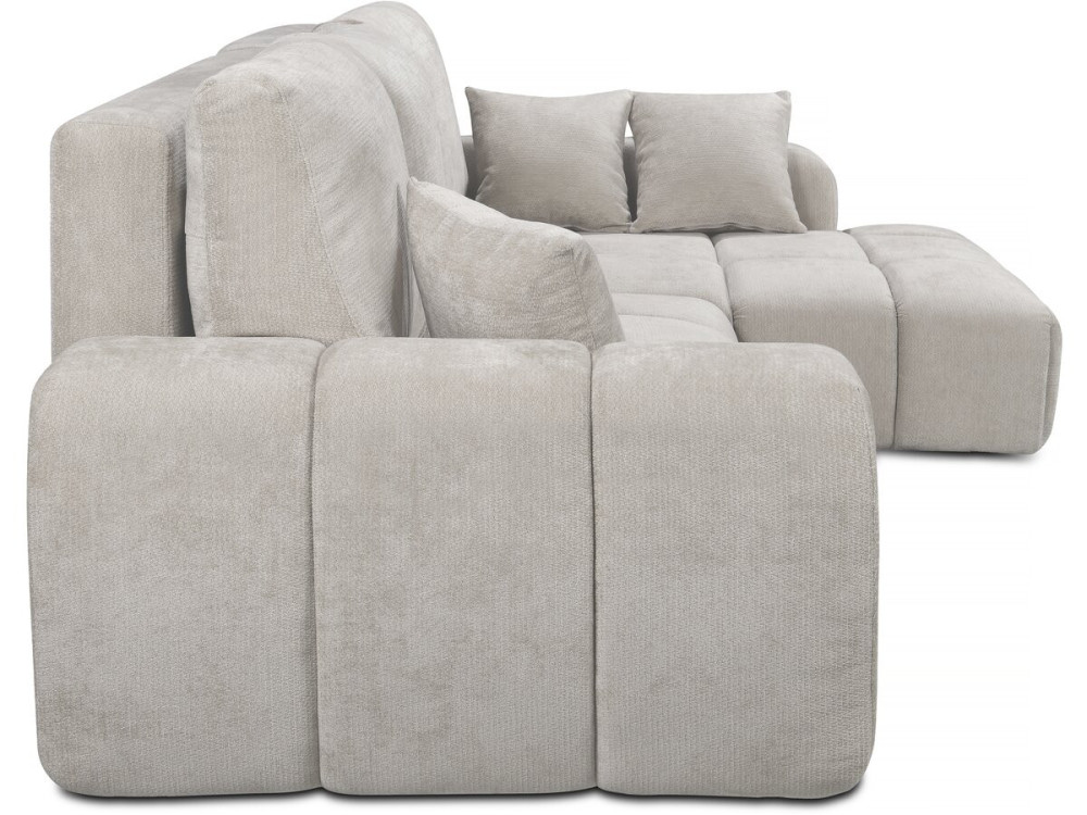 Canapé d'angle droit convertible en tissu chenille "Verneuil" - 3 places - Beige