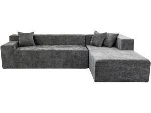 Canapé d'angle en tissu texturé "Tessaro" - 4 places - Gris
