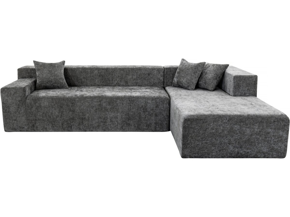 Canapé d'angle en tissu texturé "Tessaro" - 4 places - Gris
