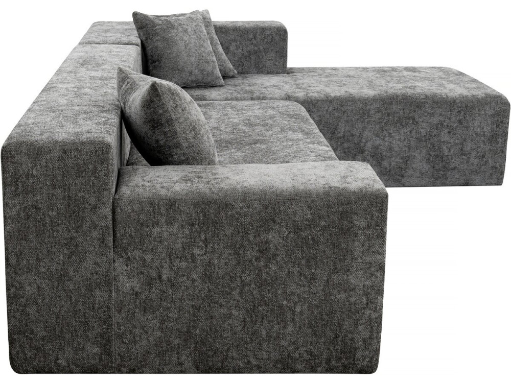 Canapé d'angle en tissu texturé "Tessaro" - 4 places - Gris
