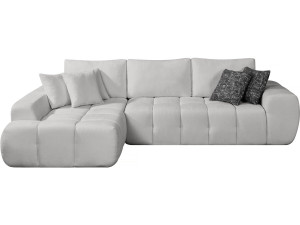 Canapé d'angle gauche en tissu style bubble "Sidonie" - 4 places - Gris