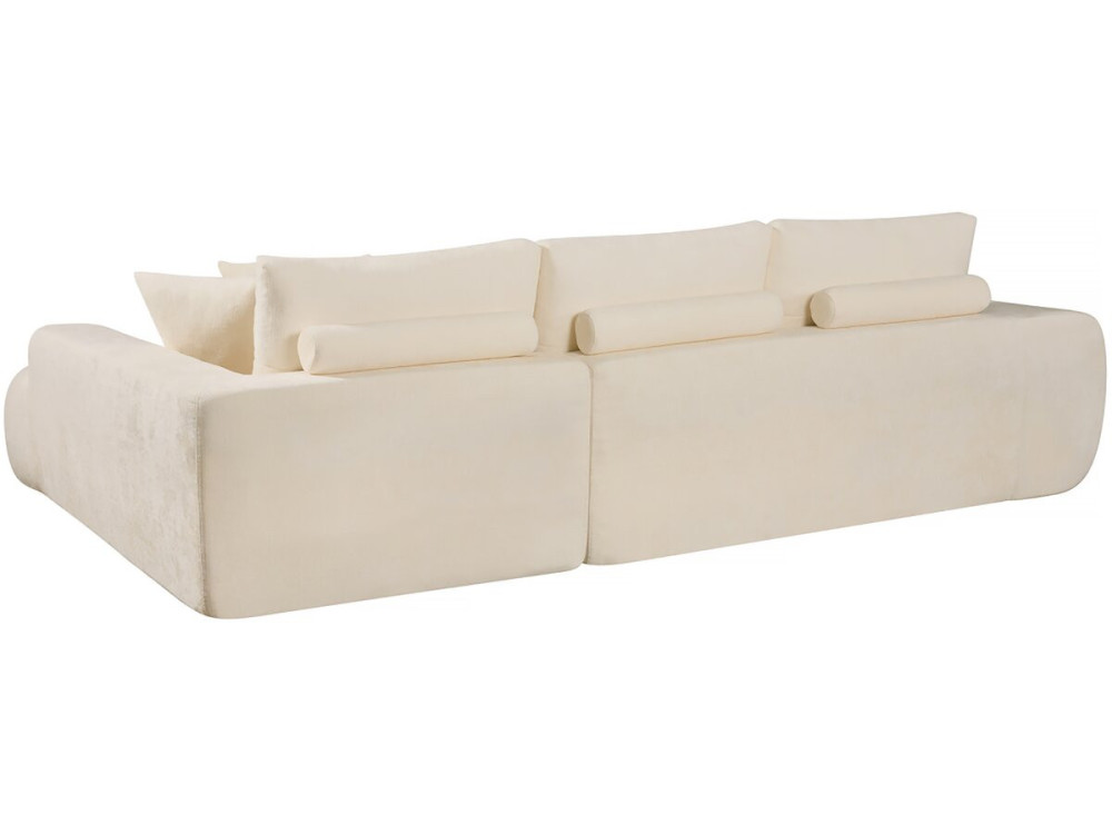 Canapé d'angle droit en tissu style bubble "Sidonie" - 4 places - Beige