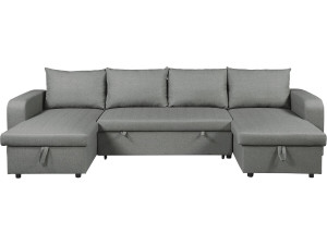 Canapé d'angle panoramique convertible en tissu "Victor" - 4 places - Gris