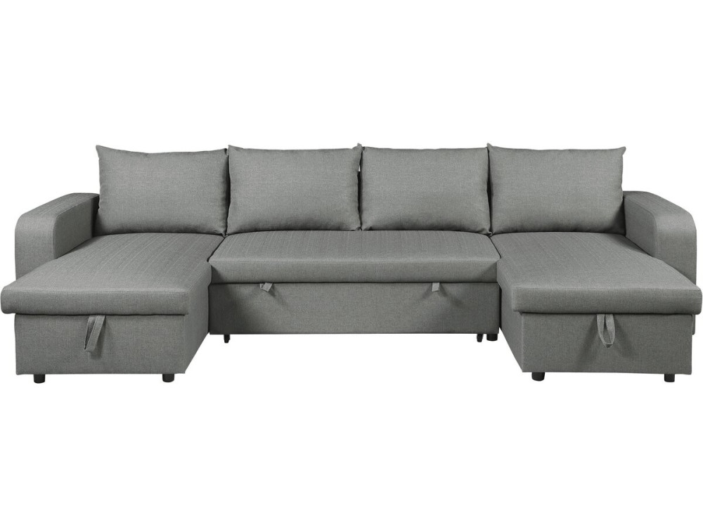 Canapé d'angle panoramique convertible en tissu "Victor" - 4 places - Gris