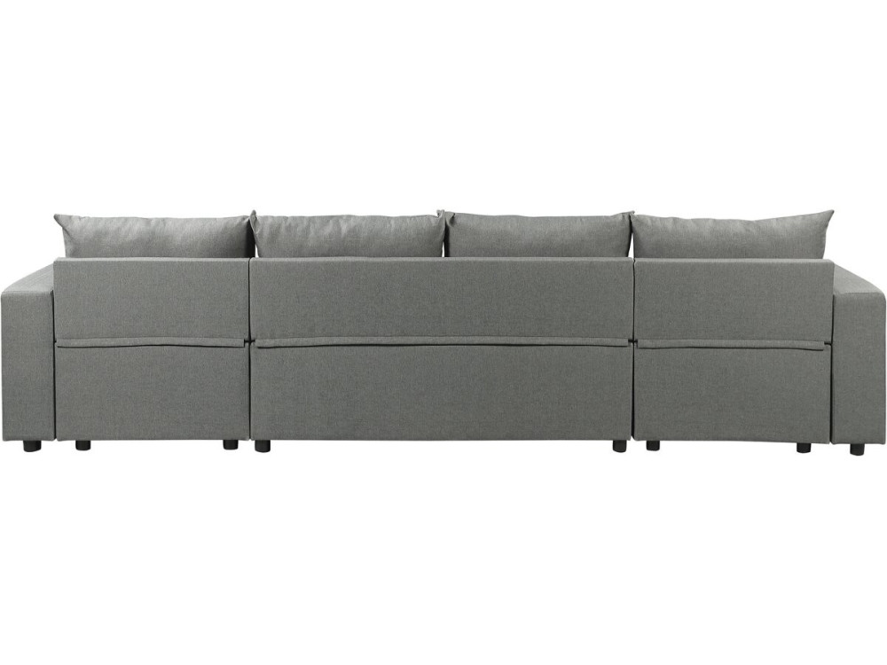 Canapé d'angle panoramique convertible en tissu "Victor" - 4 places - Gris