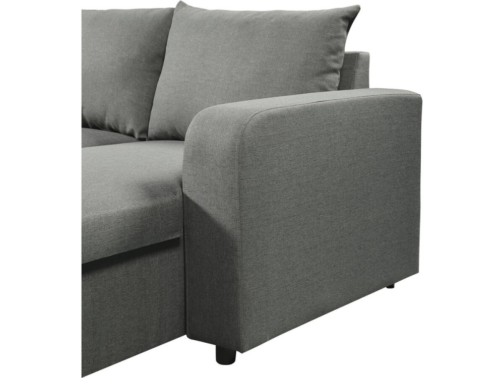 Canapé d'angle panoramique convertible en tissu "Victor" - 4 places - Gris