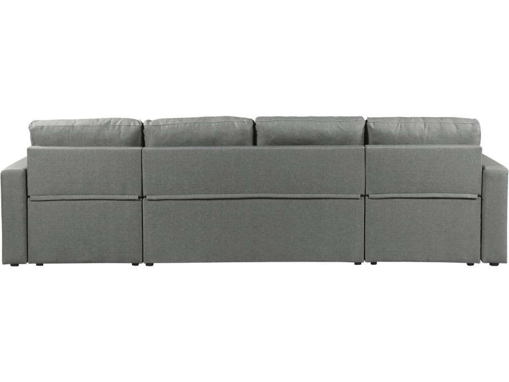 Canapé d'angle panoramique convertible en tissu "Alain" - 4 places - Gris