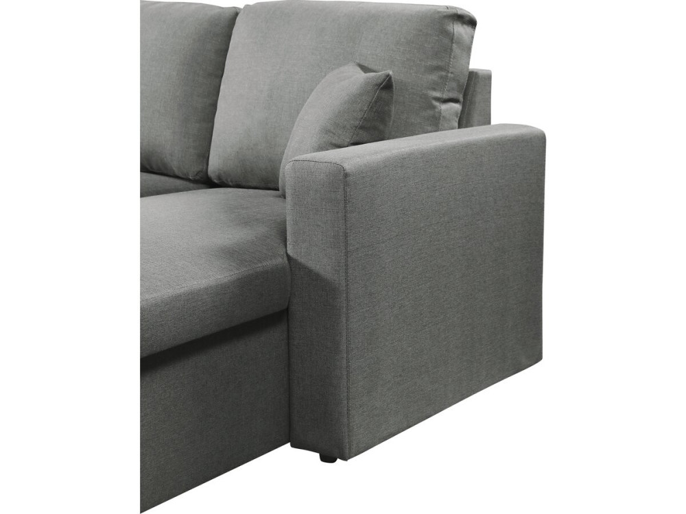 Canapé d'angle panoramique convertible en tissu "Alain" - 4 places - Gris