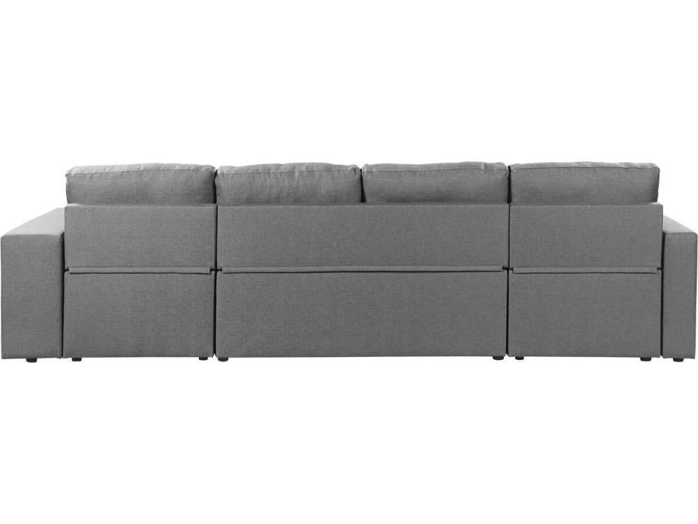 Canapé d'angle panoramique convertible en tissu "Axel" - 4 places - Gris
