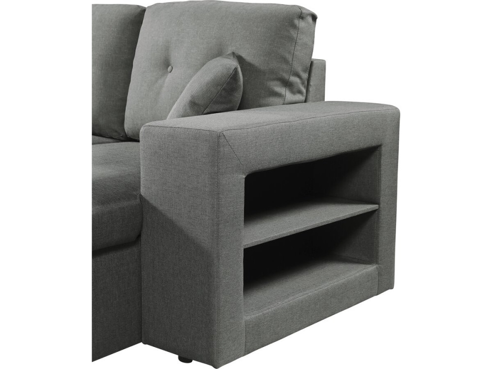 Canapé d'angle panoramique convertible en tissu "Axel" - 4 places - Gris