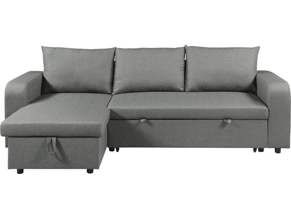 Canapé d'angle réversible/convertible en tissu "Victor" - 3 places - Gris