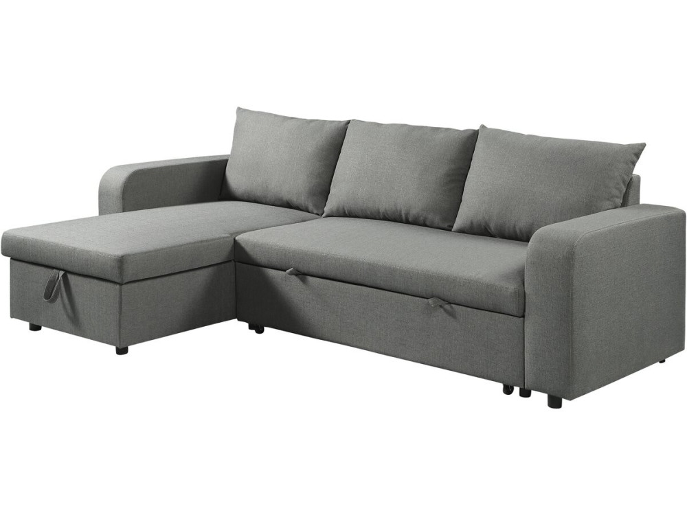 Canapé d'angle réversible/convertible en tissu "Victor" - 3 places - Gris