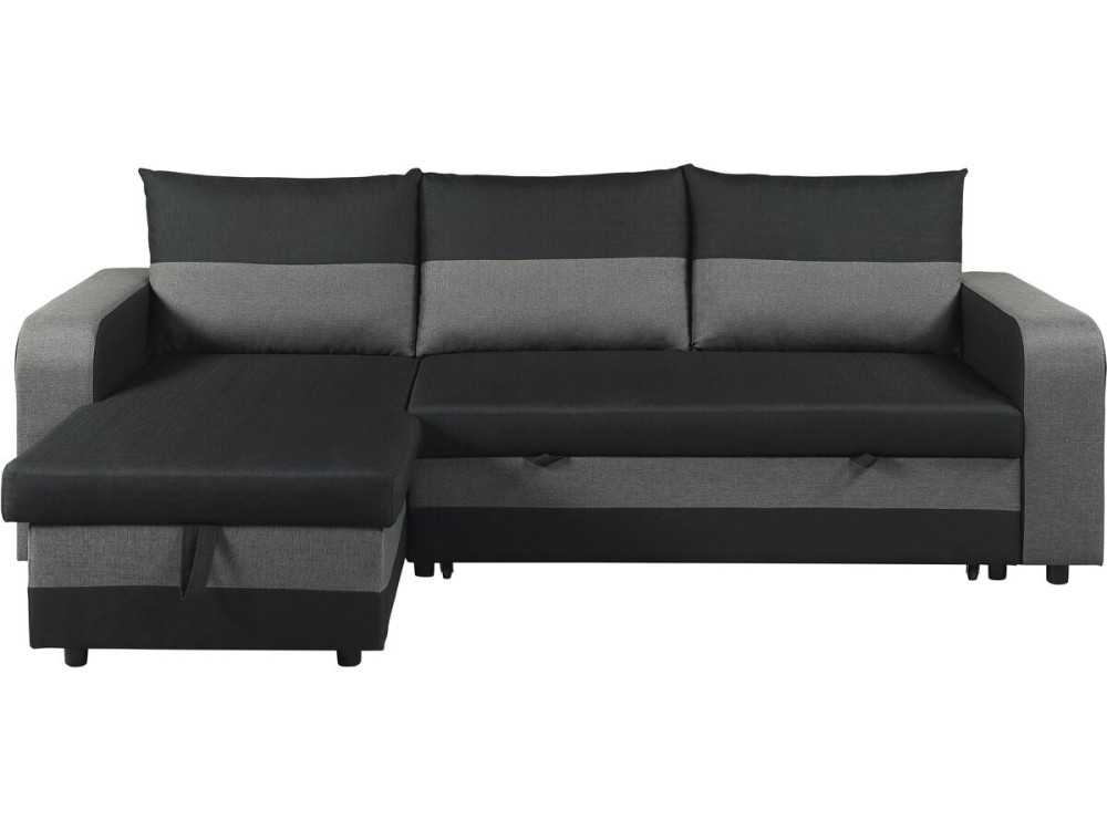 Canapé d'angle réversible/convertible en tissu "Victor" - 3 places - Noir