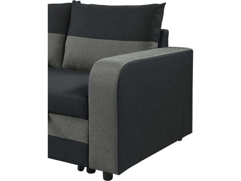 Canapé d'angle réversible/convertible en tissu "Victor" - 3 places - Noir