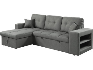 Canapé d'angle convertible/réversible tissu style bubble "Axel" - 3 places - Gris
