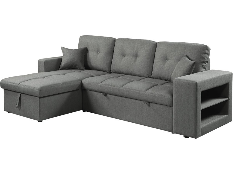 Canapé d'angle convertible/réversible tissu style bubble "Axel" - 3 places - Gris