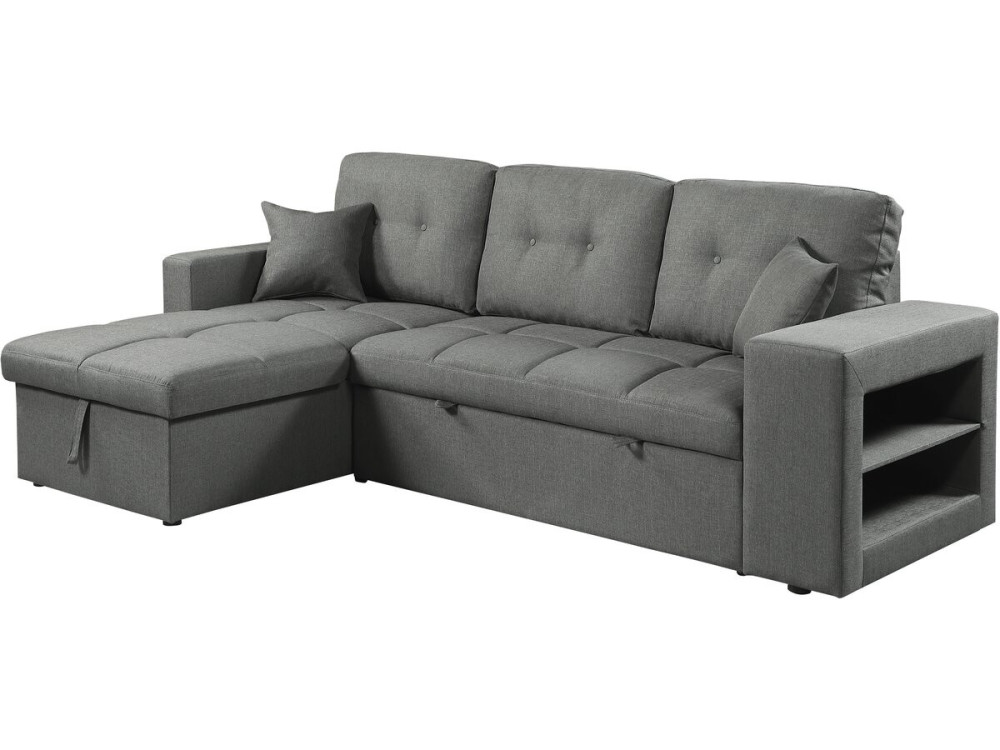 Canapé d'angle convertible/réversible tissu style bubble "Axel" - 3 places - Gris